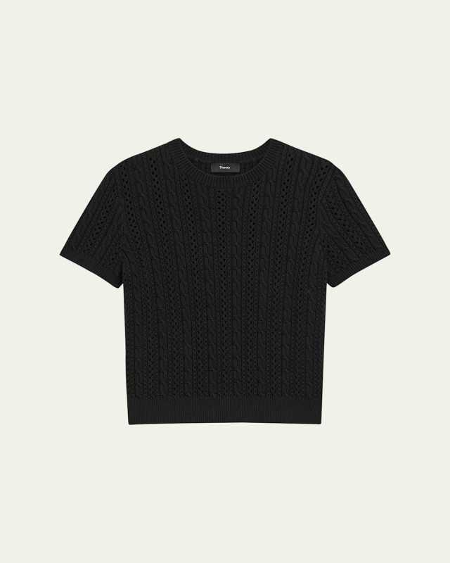 Crewneck Cable-Knit T